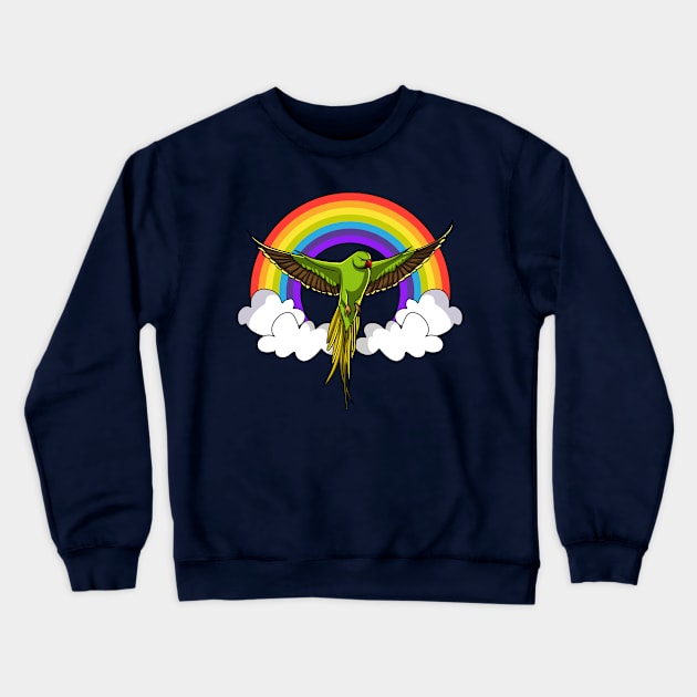 Cute Parrot Parakeet Bird Pet Rainbow Crewneck Sweatshirt by underheaven